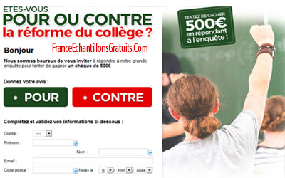 Concours Répondez au sondage pour gagner 500€