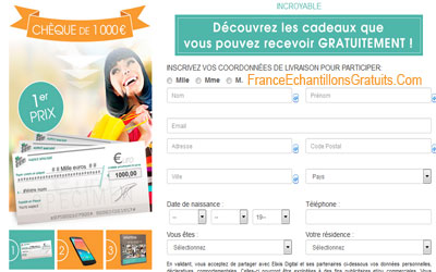 Concours chèque de 1000 euros, téléphone ou smartbox