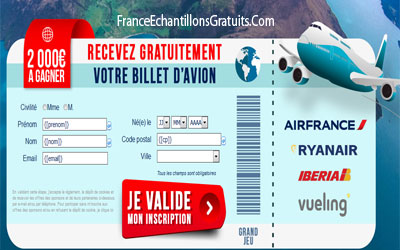 Jeu concours billet d'avion de 2000 euros