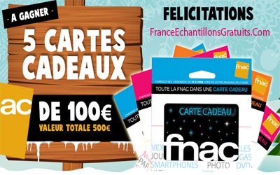 Jeu concours carte cadeau Fnac de 100 euros