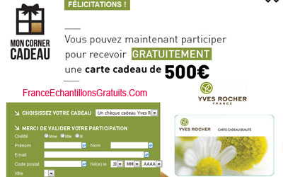 Jeu concours carte cadeau Yve Rocher de 500 euros