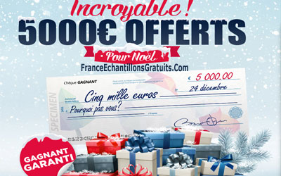 Jeu concours chèque cadeau de 5000€ pour Noël