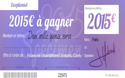 Jeu concours gagnez un chèque de 2015 euros