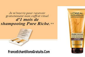 Échantillons de shampooing Pure Riche de L'Oréal Paris