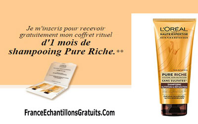 Échantillons de shampooing Pure Riche de L'Oréal Paris