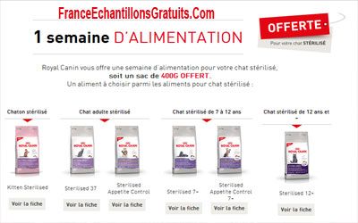 Echantillon gratuit Une semaine Royal Canin