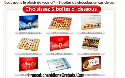 Jeu concours trois boîtes de chocolat à gagner