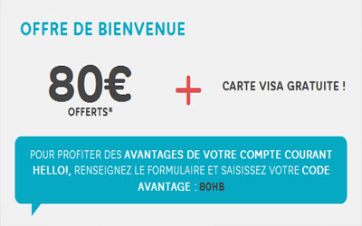 80 euros offert et une carte Visa gratuite à vie