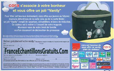 Echantillon gratuit Vanity bébé offert chez Cora