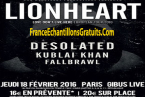 Gagnez des invitations pour le concert de Lionheart