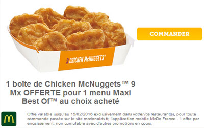 9 Chicken nuggets offerts