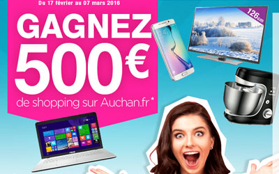 Bon d'achat Auchan de 500 euros à gagner