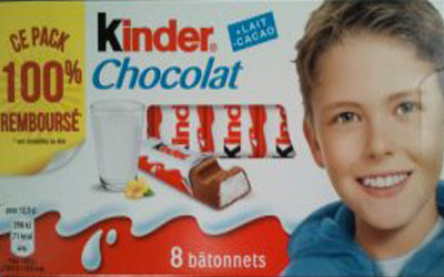 Chocolat Kinder x 8 au rayon des chocolats, remboursé