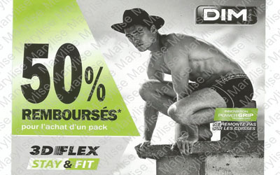 Pack de boxers Dim 3D Flex stay & fit, remboursé