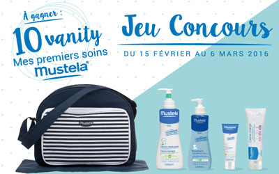 Vanitys Mustela comportant 5 produits bébé à gagner