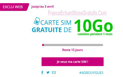 Carte Sim Gratuite de 10Go