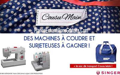 Machine à coudre + du tissu