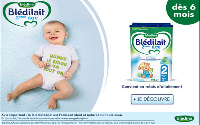 Test de produit, boîte Blédilait 2 Bledina