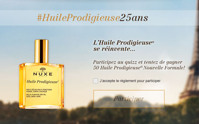 Produits de soins "Huile prodigieuse" Nuxe