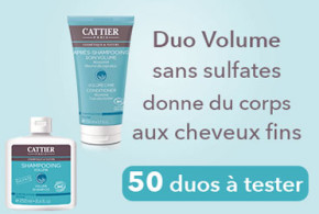 Test de produit, duo Volume Cheveux Fins de Cattier