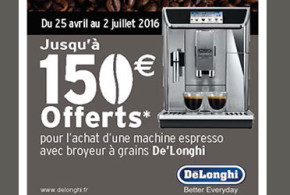 150€ remboursés sur la Machine espresso Delonghi