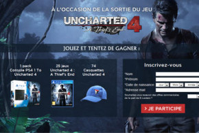 Console PS4 avec le jeu "Uncharted 4"