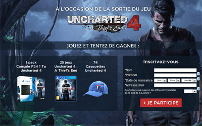 Console PS4 avec le jeu "Uncharted 4"