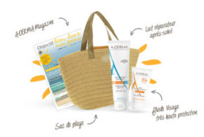 Sacs de plage avec 2 produits de protection solaire A-Derma