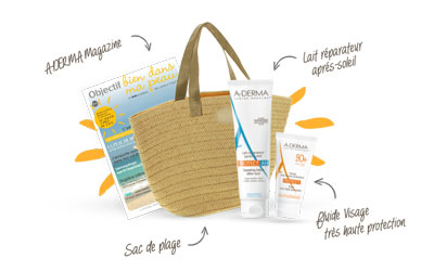 Sacs de plage avec 2 produits de protection solaire A-Derma