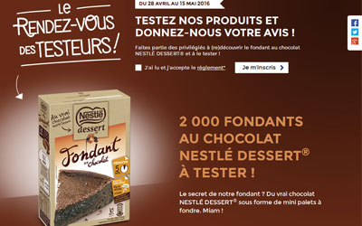 Test de produit, Fondant au chocolat Nestlé