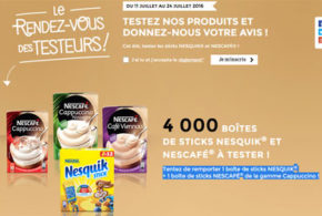 Test produit, Boîtes de sticks Nescafé et Nesquik