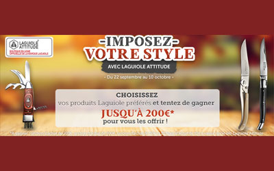 Concours gagnez un bon d'achat Laguiole de 200 euros