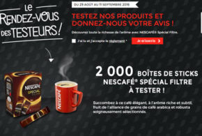 Test produit, Boîtes de sticks Nescafé Spécial Filtre