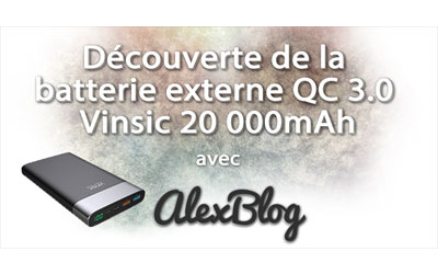 Concours gagnez 1 batterie externe QC 3.0 Vinsic 20 000mAh