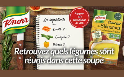 Concours gagnez 10 bons d'achat Knorr de 20 euros