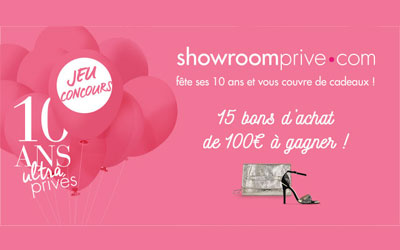 Concours gagnez des bons d'achat Showroomprivé de 100 euros