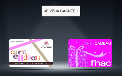 Concours gagnez des cartes cadeaux Nocibé ou Fnac de 50 euros