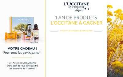 Concours gagnez un an de produits de beauté L'Occitane