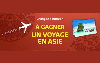 Concours gagnez un voyage en Asie pour 2 personnes