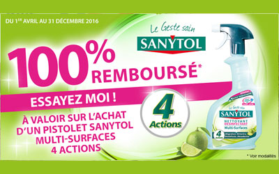 Sanytol pistolet 4 actions 100% remboursé