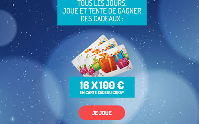 Concours gagnez 16 cartes cadeau Cora de 100 euros