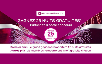 Concours gagnez 25 nuits dans un hôtel