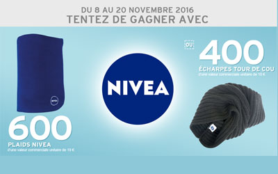 Concours gagnez 600 plaids Nivea et 400 écharpes tour de cou