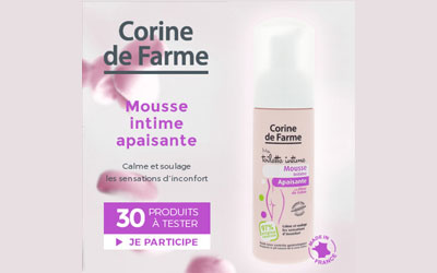 Concours gagnez des produits de soins Mousse Intime Apaisante Corine de Farme