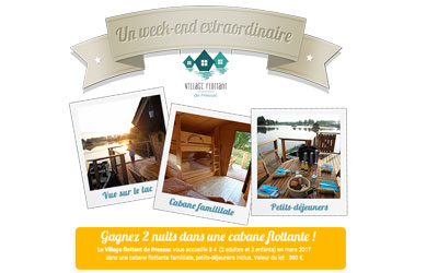 Concours gagnez un week-end pour 4 dans une cabane flottante