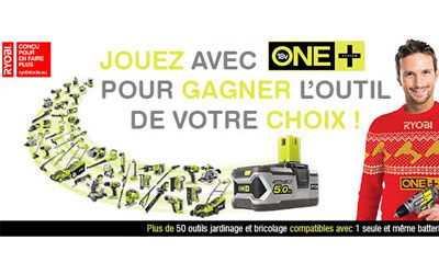 Concours gagnez 1 outil au choix parmi la gamme Ryobi ONE+