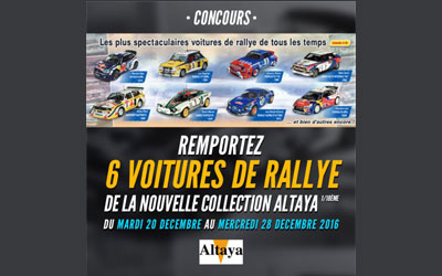 Concours gagnez 6 lots comportant 1 voiture de Rallye miniature