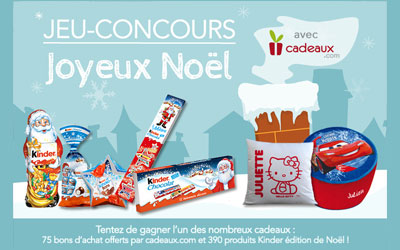 Concours gagnez 75 bons d'achat cadeaux.com de 20 euros