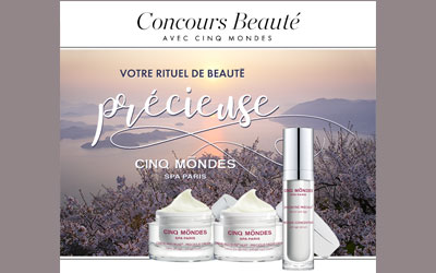 Concours gagnez 8 lots de 3 produits de soins Cinq Mondes