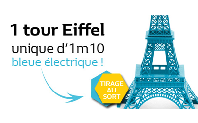 Concours gagnez 1 tour Eiffel bleu électrique de 1m10 de hauteur